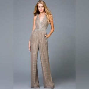 NWT Scala Halter Beaded Jumpsuit bridal bachelorette